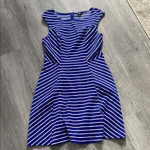 Chic Blue and White Sheath Mini Dress Cap Sleeve
